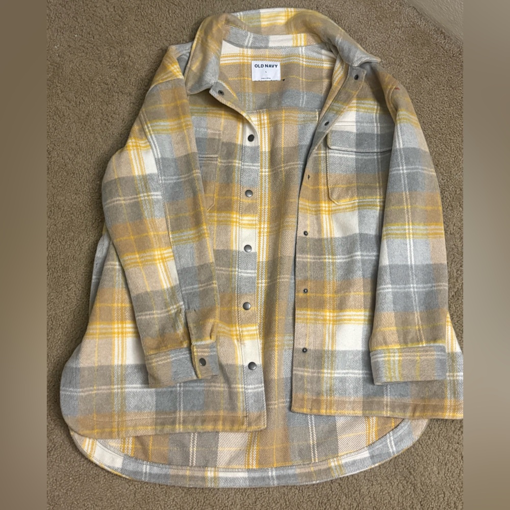 Old Navy Yellow and Gray Plaid Jacket